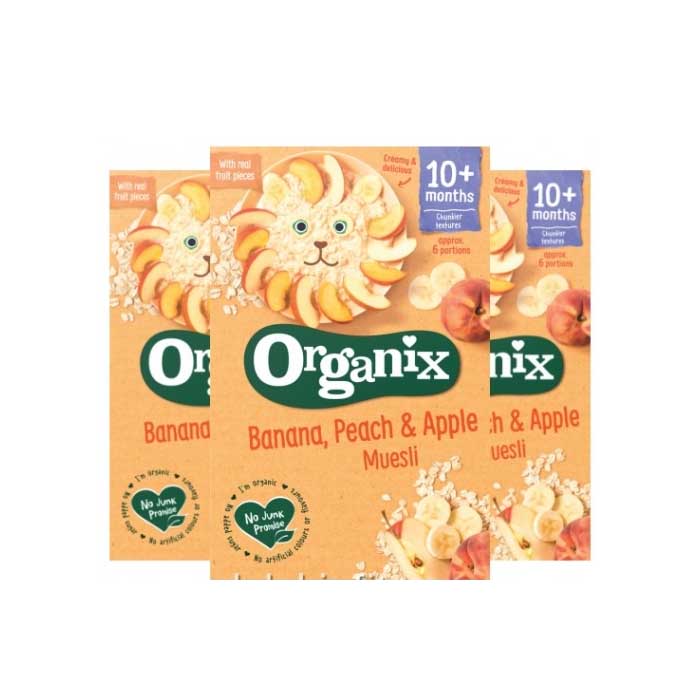 Organix - Organic Muesli for 10+ Months (Baby Cereal) - Banana Peach & Apple (4-Pack), 200g