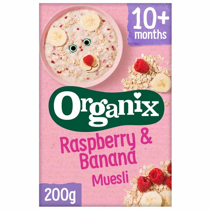 Organix - Organic Muesli for 10+ Months (Baby Cereal) - Raspberry & Banana (1-Pack), 200g