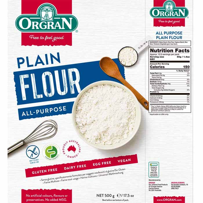 Orgran - Gluten-Free Plain Flour, 500g - PlantX UK