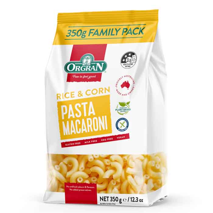 Orgran - Gluten Free Rice & Corn Macaroni | Multiple Size - PlantX UK