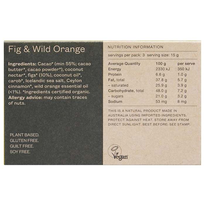 Pana Organic - Raw Chocolate Fig And Wild Orange, 45g - back 