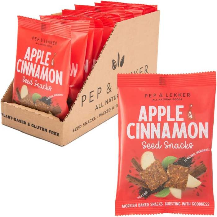 Pep & Lekker - Seed Snacks Apple & Cinnamon, 30g pack