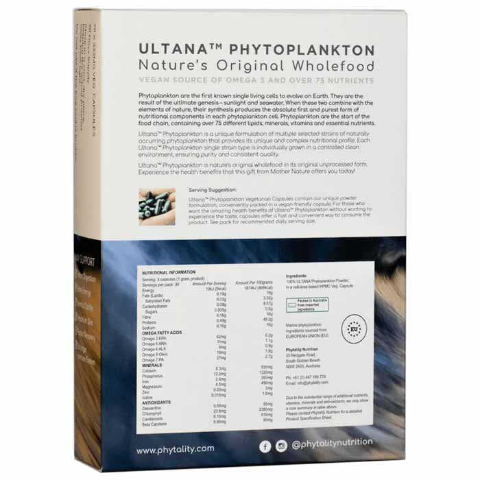 Phytality - ULTANA Phytoplankton - 90 Capsules - back