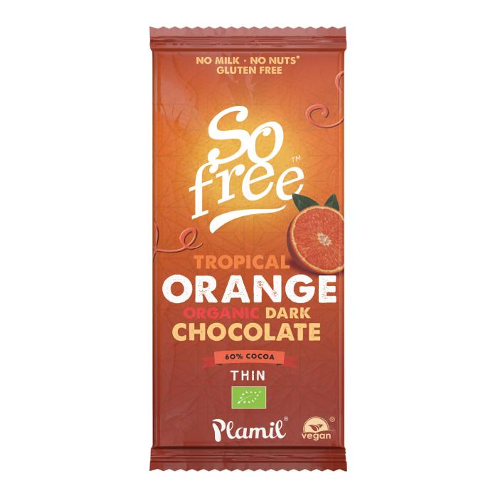 Plamil - So Free Organic Dark Chocolate Thin Bar Tropical Orange, 80g