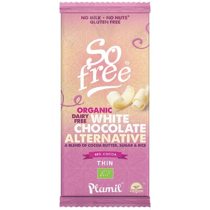 Plamil - So Free Organic White Chocolate Alternative Thin Bar - 1 Bar, 70g