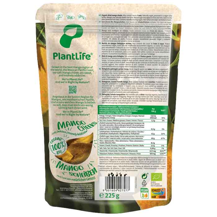 PlantLife - Organic Mango Cheeks, 95g - back