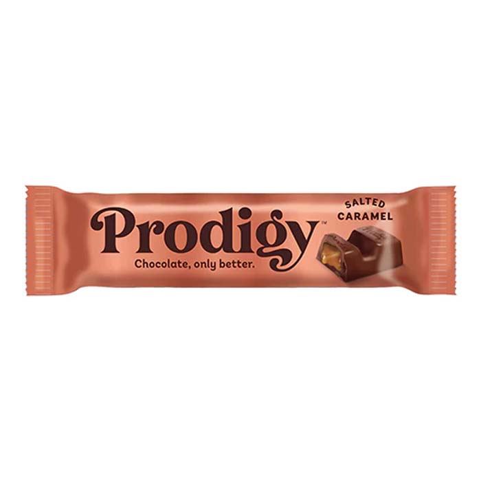 Prodigy - Chocolate Bars - Salted Caramel Filled, 35g  Pack of 15