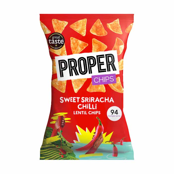 Properchips - Lentil Chips for Sharing - Sweet Sriracha & Chilli, 85g