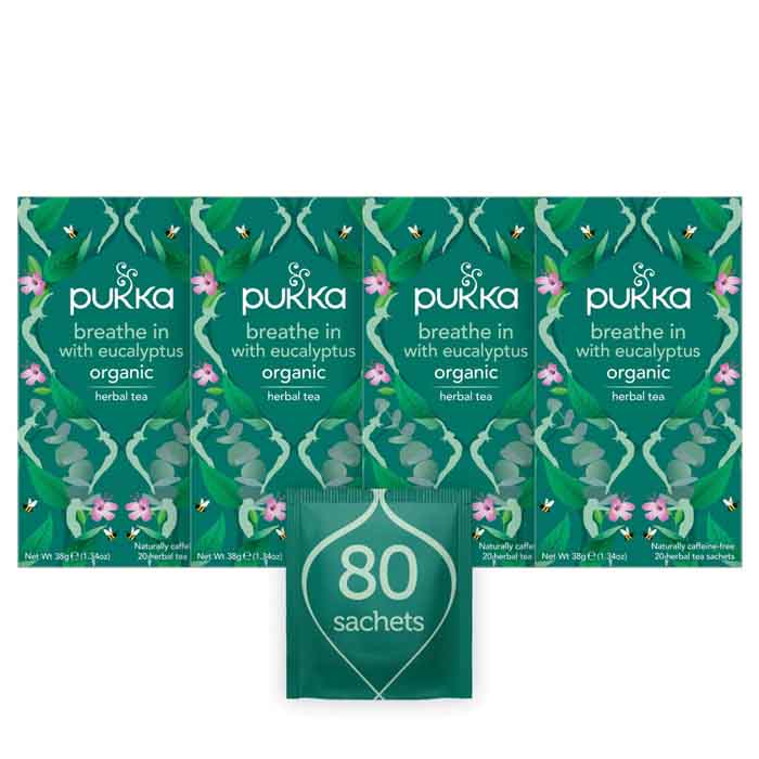 Pukka - Organic Breathe In with Eucalyptus Herbal Tea, 20 Bags  Pack of 4