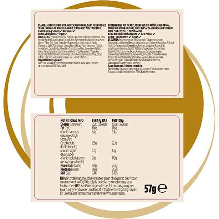 Pulsin - Enrobed Choc Fudge Protein Bar, 57g  Pack of 12 - back