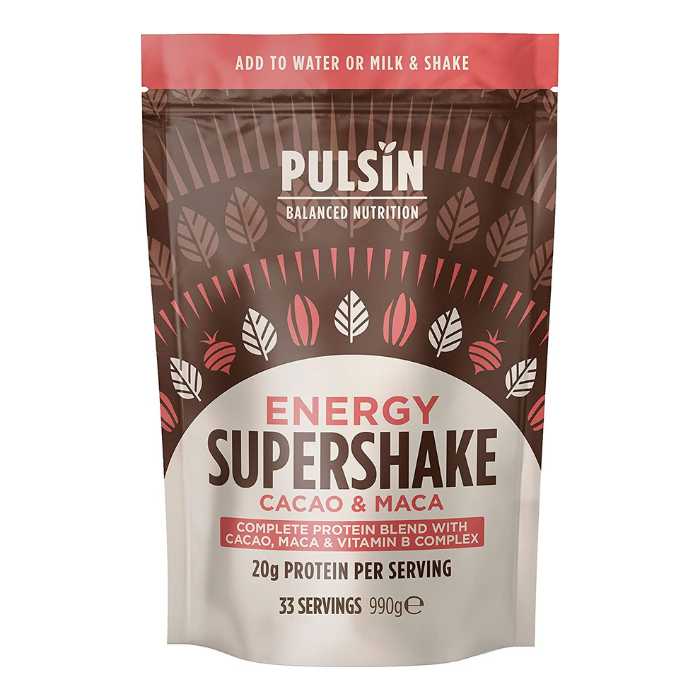 Pulsin' - Supershakes, Energy blend cacao & Maca - 990g - Front