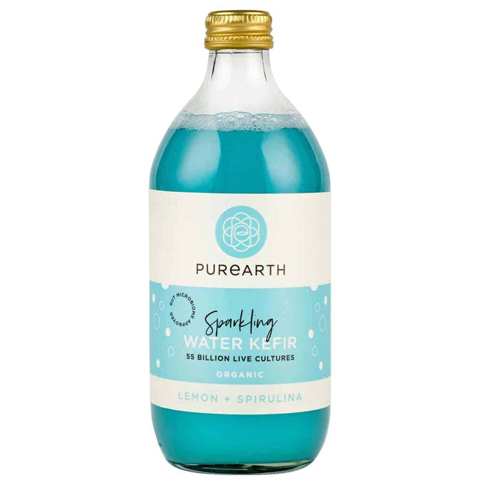 Purearth - Organic Sparkling Water Kefir - Lemon + Spirulina ,550ml