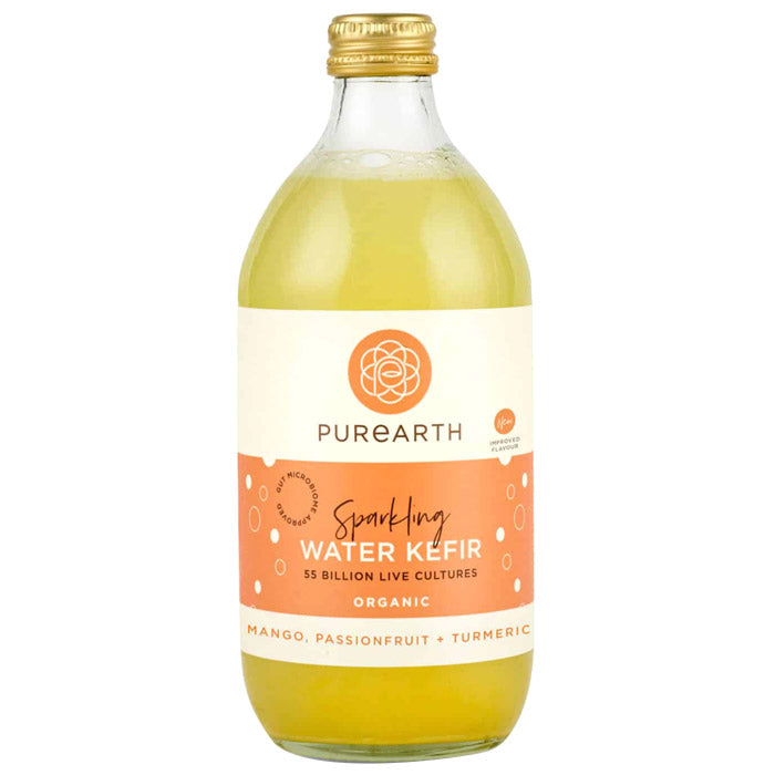 Purearth - Organic Sparkling Water Kefir - Mango Passionfruit + Turmeric ,550ml