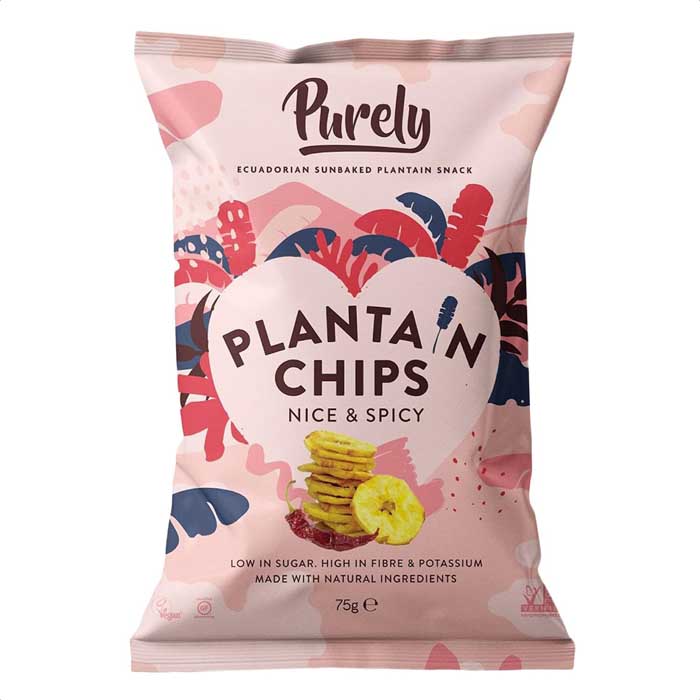 Purely - Plantain Chips - Nice & Spicy ,75g(1-Pack)