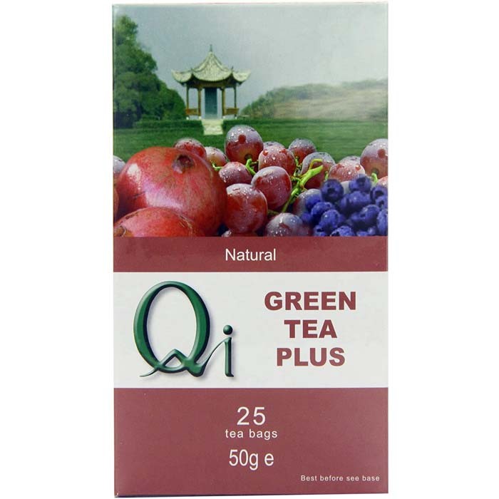 Qi Herbal Health - Green Tea Plus Blueberry Pomegranate and Red Grape, 25 bags