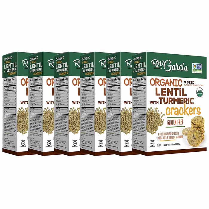 R.W Garcia - Organic Lentil & Turmeric Crackers 6-Pack, 155g