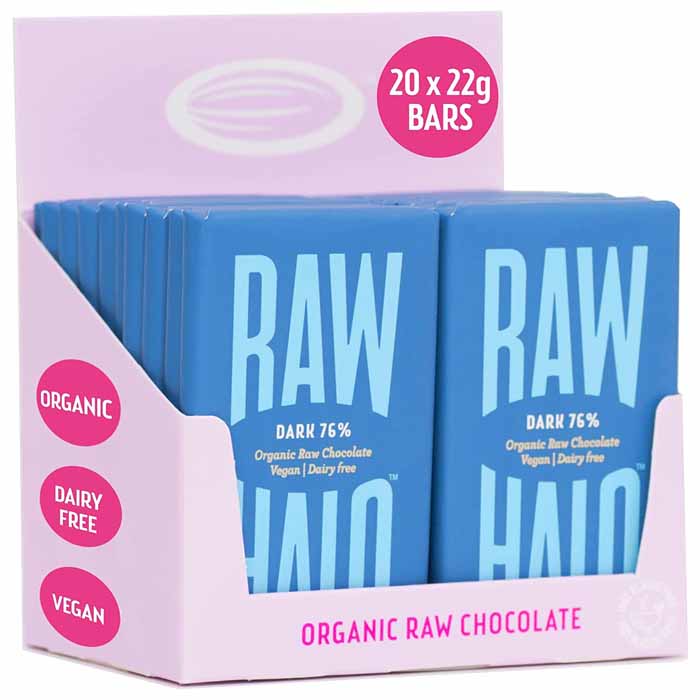 Raw Halo - Dark 76% Organic Raw Chocolate - (22g) 20 Bars