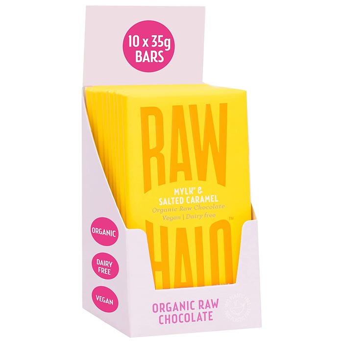 Raw Halo - Mylk + Salted Caramel Organic Raw Chocolate 10-Pack, 35g