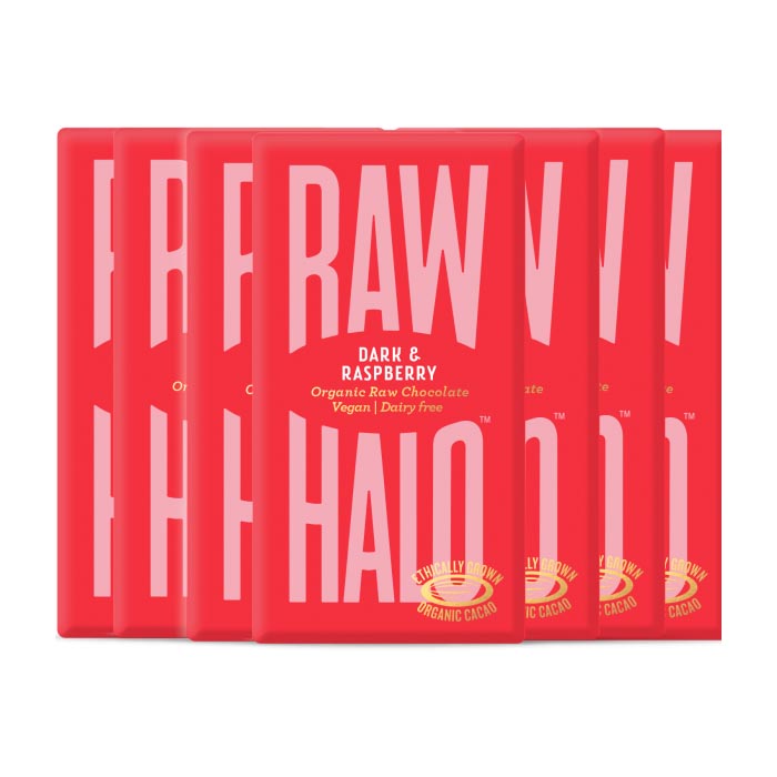 Raw Halo - Organic Dark Raw Chocolate - Dark + Raspberry (35g) 10 Bars