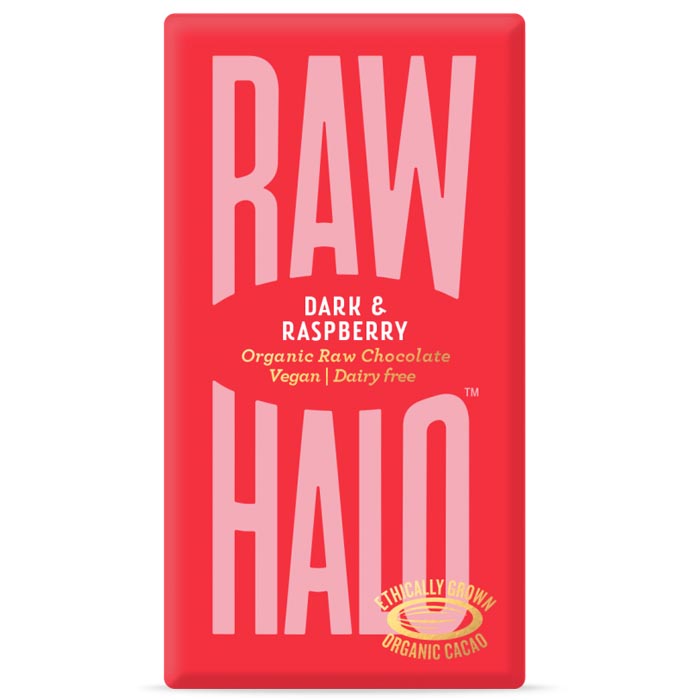 Raw Halo - Organic Dark Raw Chocolate - Dark + Raspberry (35g) 1 Bar