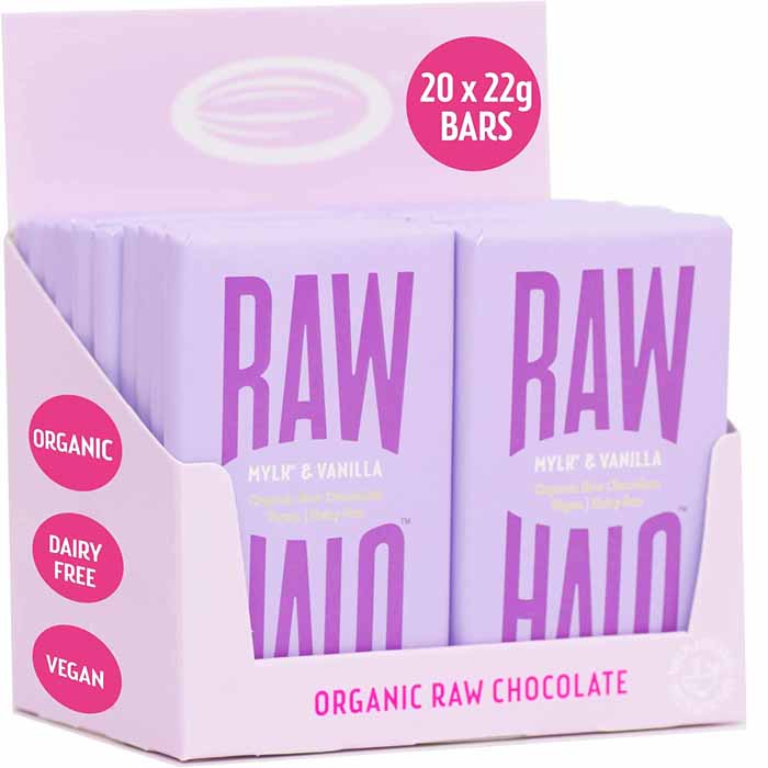 Raw Halo - Organic Mylk Raw Chocolate - Mylk & Vanilla (22g) 20 Bars