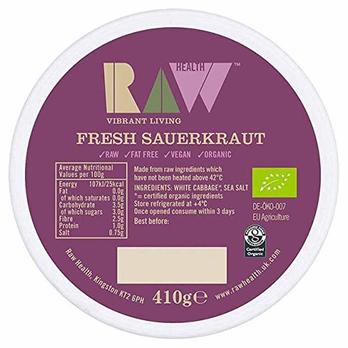 Raw Health - Organic Fresh Sauerkraut - Unpasteurised, 410g - back