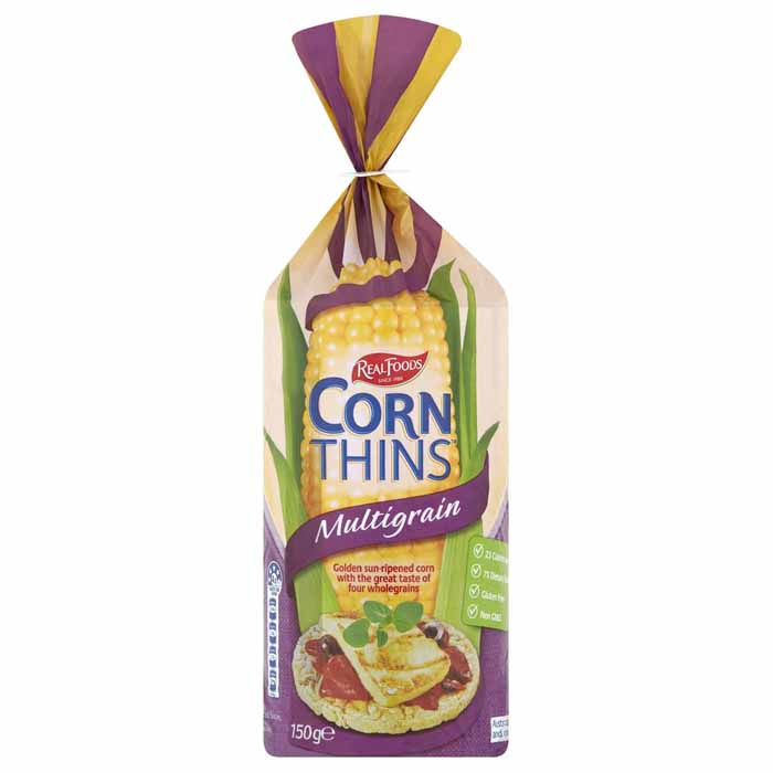 Real Foods - Multigrain Corn Thins, 150g  Pack of 6