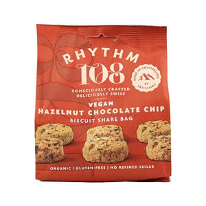 Rhythm 108 - Organic Hazelnut Chocolate Chip Share Bag, 135g | Pack of 8