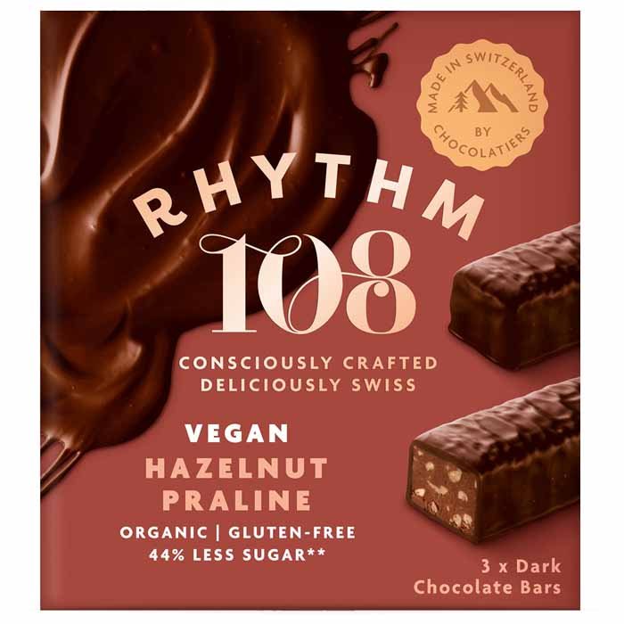 Rhythm108 - Organic Swiss Chocolate Bar Mutlipack Hazelnut Praline, 3x33g
