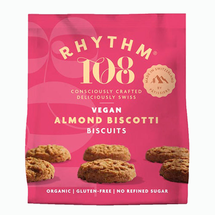 Rhythm 108 Almond Biscotti Tea Biscuit Share Bag 135g - 4 Pack