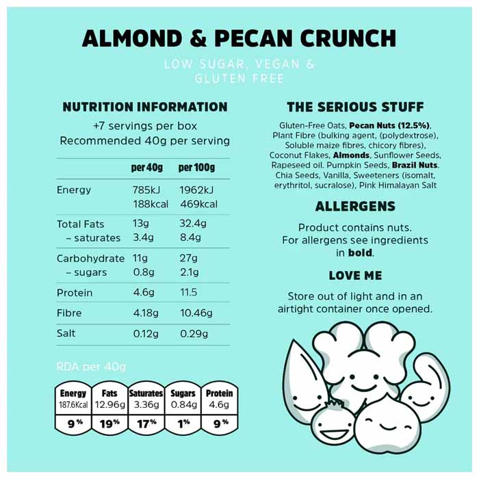 Rollagranola - Oat Granola - Almond Pecan Crunch, 400g - back