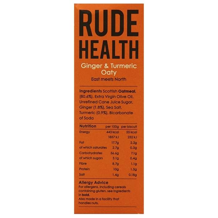 Rude Health - Ginger & Turmeric Oaty, 200g - back