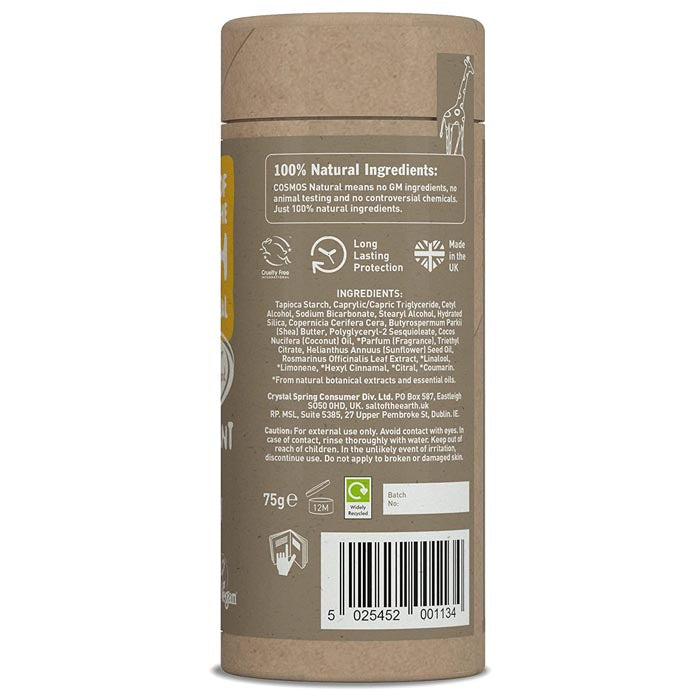 Salt Of The Earth - Natural Deodorant Refill or Use Stick - Amber & Sandalwood, 75g - back