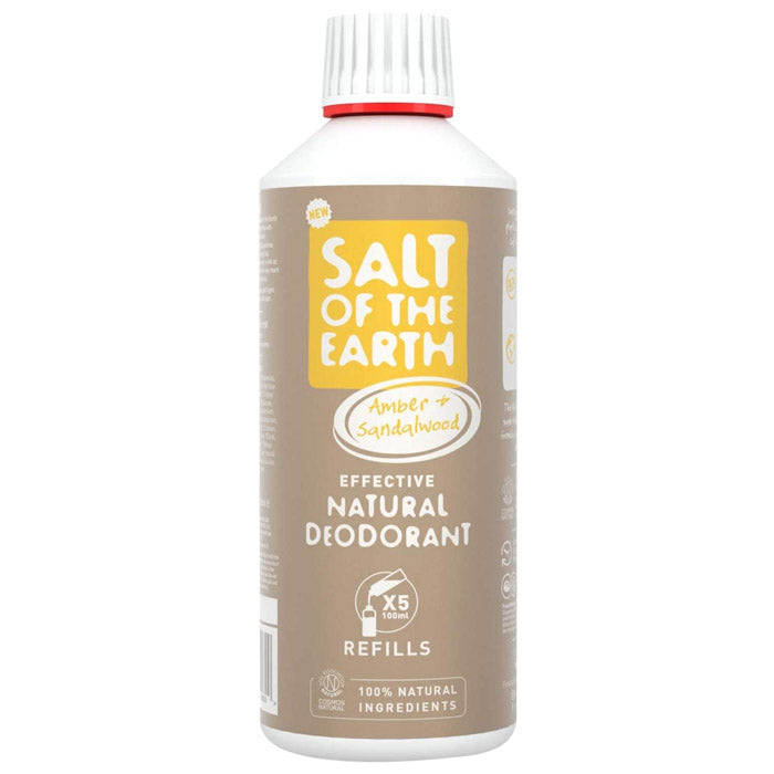 Salt Of The Earth - Natural Deodorant Spray Refills - Amber & Sandalwood ,500ml