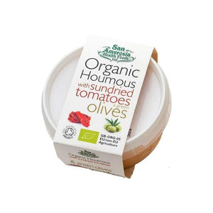 San Amvrosia - Organic Houmous with Sundried Tomatoes & Green Olives, 170g