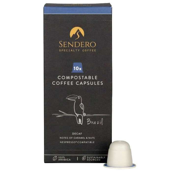 Sendero Specialty Coffee - Compostable Coffee Capsules, Brazil (Decaf) 10 Capsules 