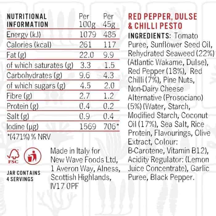 Shore - Red Pepper Dulse & Chilli Pesto, 180g - back