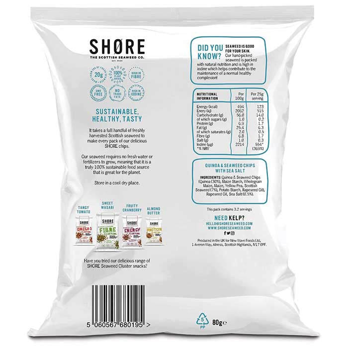 Shore - Seaweed Chips Lightly Salted, 80g - back