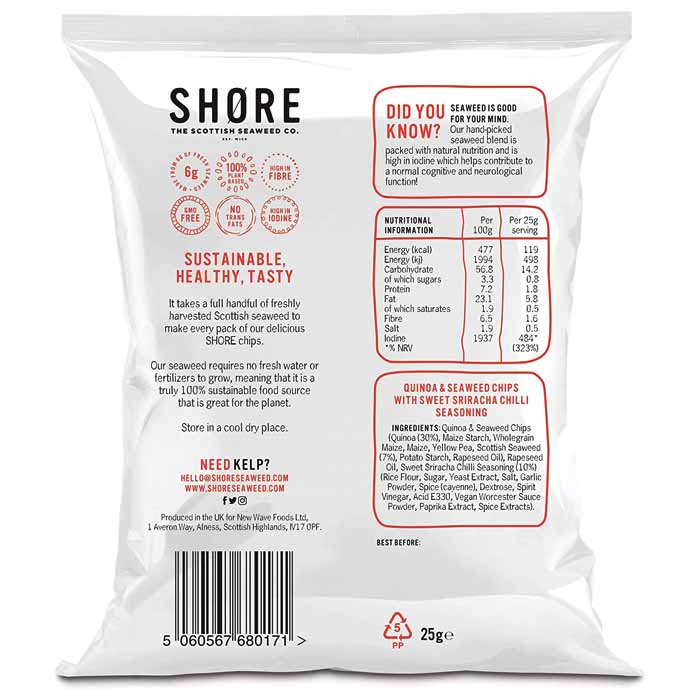 Shore - Seaweed Chips Sweet Sriracha, 80g - back