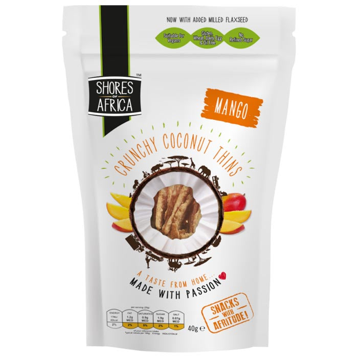 Shores Of Africa - Crunchy Coconut Thins - Mango Flavour, 40g