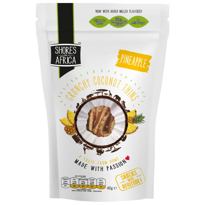 Shores Of Africa - Crunchy Coconut Thins - Pineapple Flavour, 40g