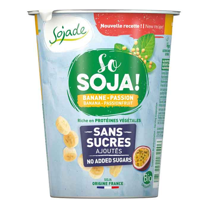 Sojade - Organic No added Sugar Soya Yoghurt Alternative - Banana and Passion Fruit
