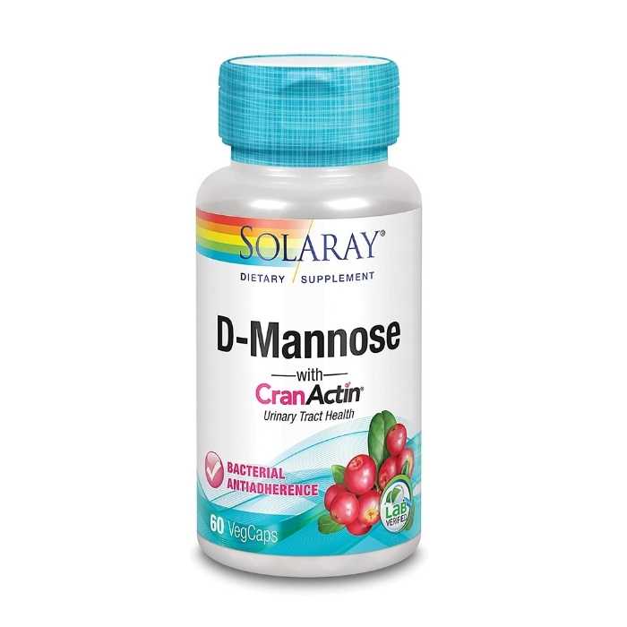 Solaray - D-Mannose with CranActin 1000mg, 60 capsules - Front