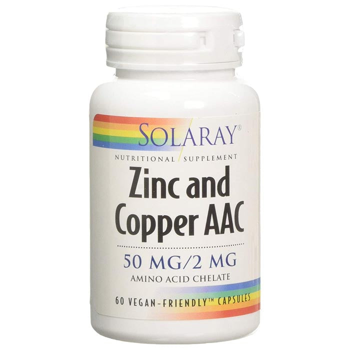 Solaray - Zinc and Copper AAC, 60 Capsules