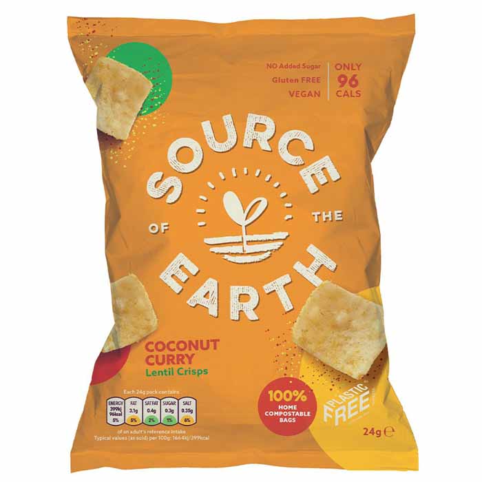 Source Of The Earth - Lentil Crisps - Coconut Curry (1-Pack), 24g