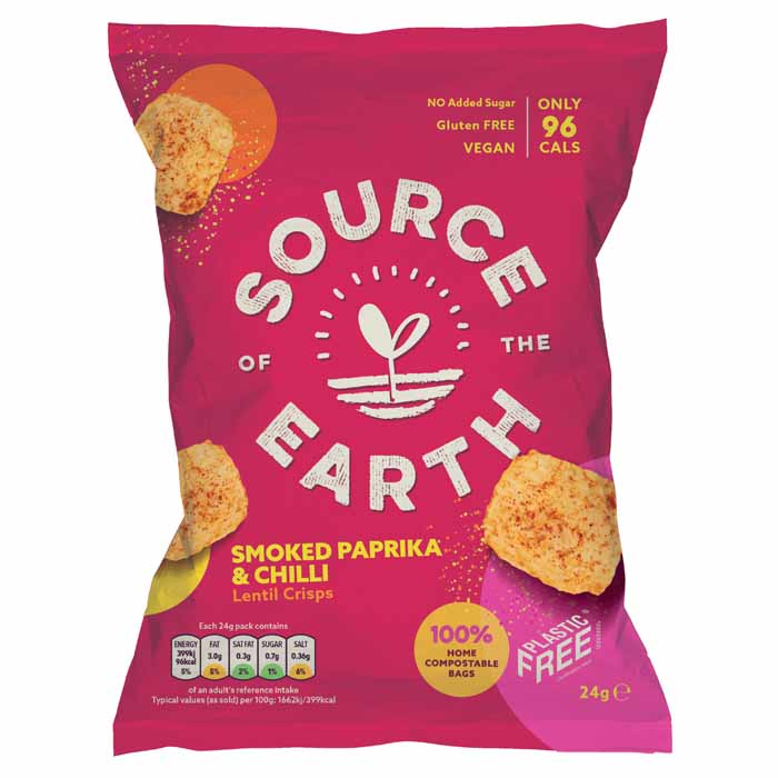 Source Of The Earth - Lentil Crisps - Smoked Paprika and Chilli (1-Pack), 24g