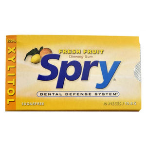 Spry - Fresh Fruit Xylitol Gum, 10 Pieces | Multiple Sizes