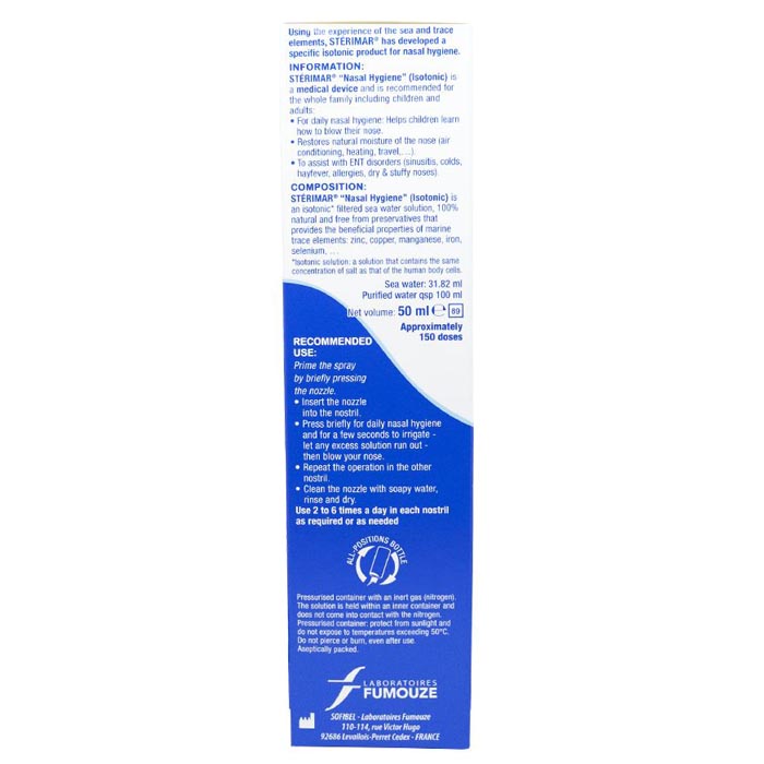 Sterimar - Isotonic Nasal Hygiene Spray, 50ml - back