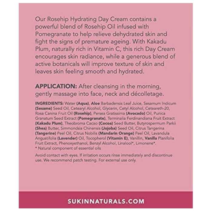 Sukin - Rosehip Hydrating Day Cream, 120ml - back