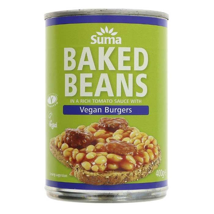 Suma - Baked Beans & Vegan Burgers, 400g - front